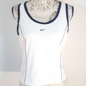 Nike White Tank Top Black Trim Medium Mesh